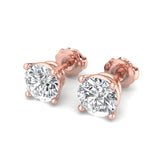 Four-Prong Screw Back Diamond Earrings