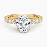 Elegant Pavé Half-Quarter Coverage Claw Prong Diamond Engagement Ring