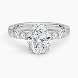 Elegant Pavé Three-Quarter Coverage Claw Prong Diamond Engagement Ring