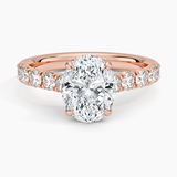 Elegant Pavé Half-Quarter Coverage Claw Prong Diamond Engagement Ring