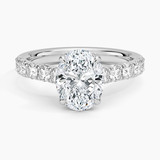 Elegant Pavé Half-Quarter Coverage Claw Prong Diamond Engagement Ring