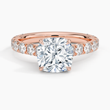 Elegant Pavé Three-Quarter Coverage Claw Prong Diamond Engagement Ring