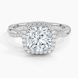 Petite Twisted Vine Halo Diamond Engagement Ring