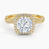 Petite Twisted Vine Halo Diamond Engagement Ring