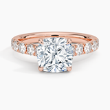 Elegant Pavé Half-Quarter Coverage Claw Prong Diamond Engagement Ring