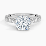 Elegant Pavé Three-Quarter Coverage Claw Prong Diamond Engagement Ring