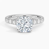 Elegant Pavé Half-Quarter Coverage Claw Prong Diamond Engagement Ring