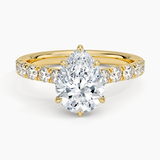 Elegant Pavé Half-Quarter Coverage Claw Prong Diamond Engagement Ring