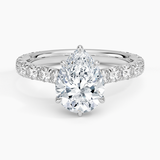 Elegant Pavé Three-Quarter Coverage Claw Prong Diamond Engagement Ring