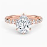 Elegant Pavé Half-Quarter Coverage Claw Prong Diamond Engagement Ring