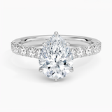 Elegant Pavé Half-Quarter Coverage Claw Prong Diamond Engagement Ring