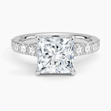 Elegant Pavé Half-Quarter Coverage Claw Prong Diamond Engagement Ring