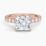Elegant Pavé Half-Quarter Coverage Claw Prong Diamond Engagement Ring
