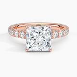 Elegant Pavé Three-Quarter Coverage Claw Prong Diamond Engagement Ring