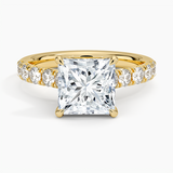 Elegant Pavé Half-Quarter Coverage Claw Prong Diamond Engagement Ring