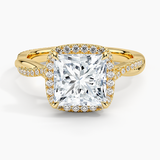 Petite Twisted Vine Halo Diamond Engagement Ring