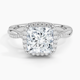 Petite Twisted Vine Halo Diamond Engagement Ring