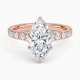 Elegant Pavé Half-Quarter Coverage Claw Prong Diamond Engagement Ring