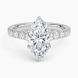 Elegant Pavé Half-Quarter Coverage Claw Prong Diamond Engagement Ring